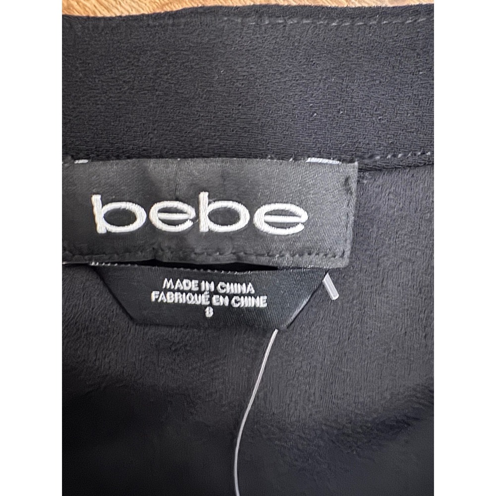 Bebe NWT Crepe Slouchy Wide Leg Jumpsuit Black Size 8 Adjustable Straps - Picture 5 of 9